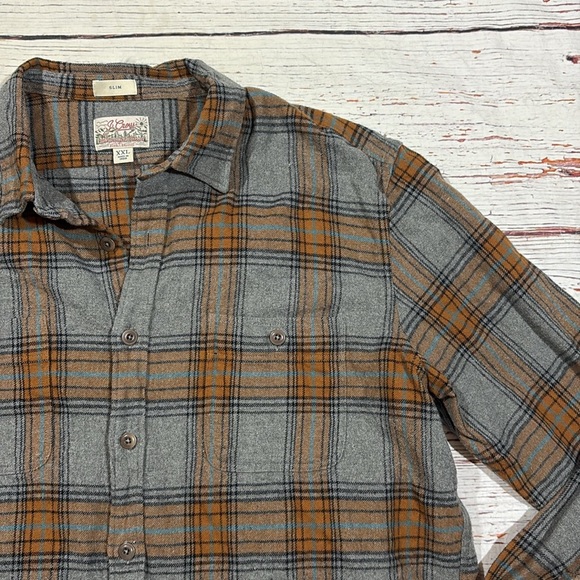 J. Crew Gray Orange Midweight flannel button front workshirt - Picture 4 of 9